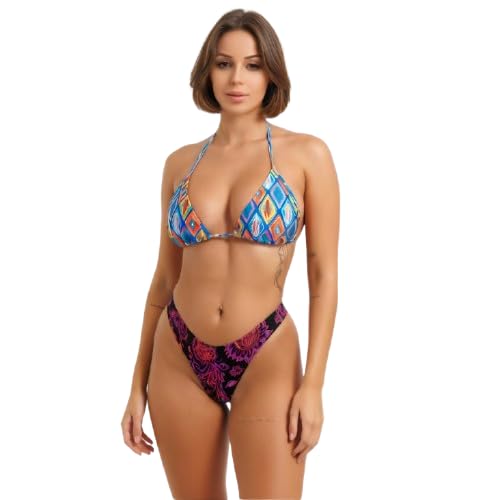 urge Vibrant High Leg Floral Paisley Cheeky Bikini Bottom for Women Bold High Cut Thong Swimwear Separate Bottom Only-picture-40