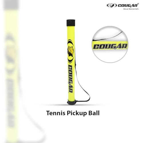 Image of COUGAR Tennis Ball Pickup Tube - 36 Inch Fluorescent Yellow PVC Tube Holds 15 Tennis Balls, Lightweight Ball Collector for Training Practice Sessions Coaching and Court Maintenance