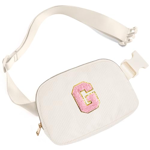 Image of Gitus Gifts for Teen Girls 10-12 12-14 14-16 16-18 Birthday Gifts for Girls Women Sister Teacher Initial Belt Bag Fanny Pack Crossbody Bags for Teen Girl Gifts Trendy Stuff Travel Essentials (Ivory-G)