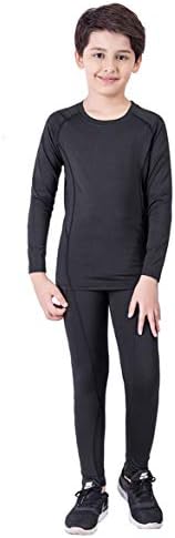 CRAZY GOTEND Kids’ Girls Compression Base Layer Leggings Set Long Sleeve Underwear Shirts Athletic Suits 2PCS 4-13 Years