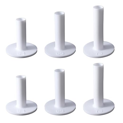 LLOUSSAK Pack of 6 golf tees rubber, golf seats white T-shape golf ball accessories, soft rubber range tee with different sizes for indoor and outdoor golf practice