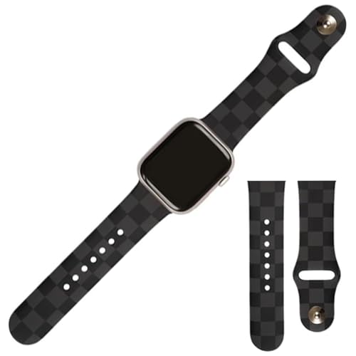 Walli Watch Band, Compatible with Apple Watch Bands SE & Series 10, 38mm/42mm, Stylish Silicone Strap for Everyday Wear- Midnight Check