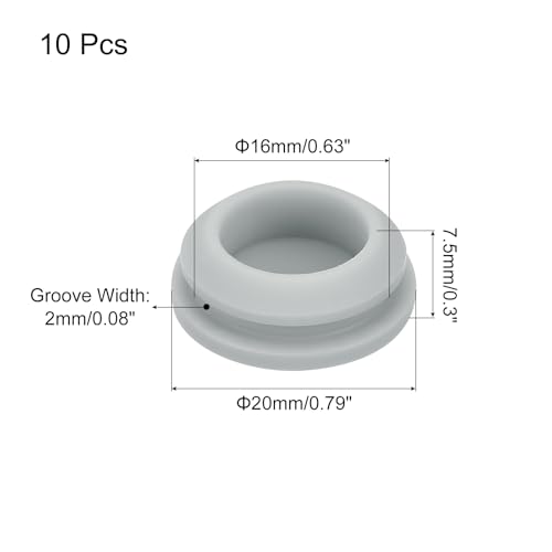 Image of MECCANIXITY 10pcs Silicone Snap in Locking Hole Plugs,16mm /0.6 Inch Mounting Diameter Narrow Groove Width 2mm Panel Seal Cover Round for Kitchen Bulkheads Waterproof Sealing Plugs Grey