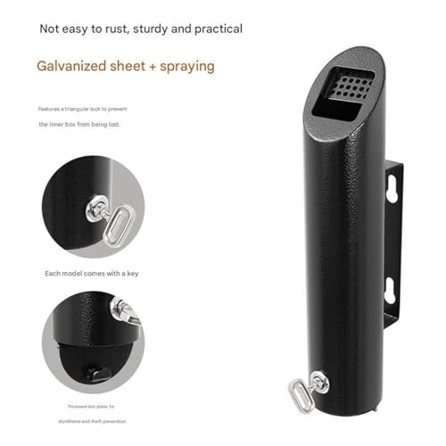 Posacenere da parete per sigarette, contenitore per rifiuti in acciaio inox chiudibile, supporto per rifiuti esterni antipioggia con chiave