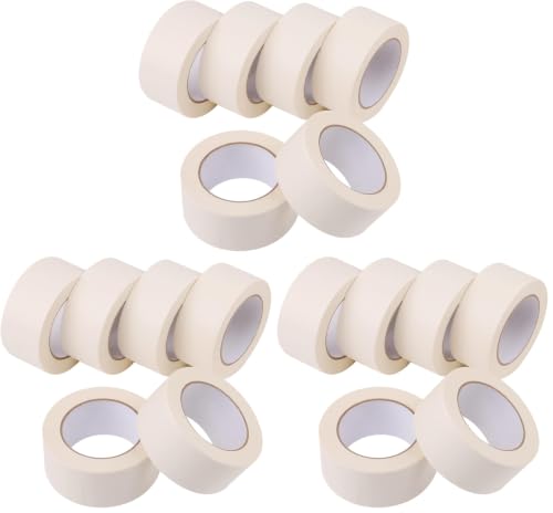 Image of Lichamp Wide Masking Tape 2 inches, 18-Pack White Masking Tape Bulk Multi Pack, General Purpose & High Performance, 1.95 inches x 55 Yards x 6 Rolls (330 Total Yards)