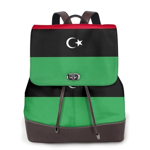 Sac à dos en cuir imprimé drapeau libyen idéal pour le voyage et les loisirs urbains