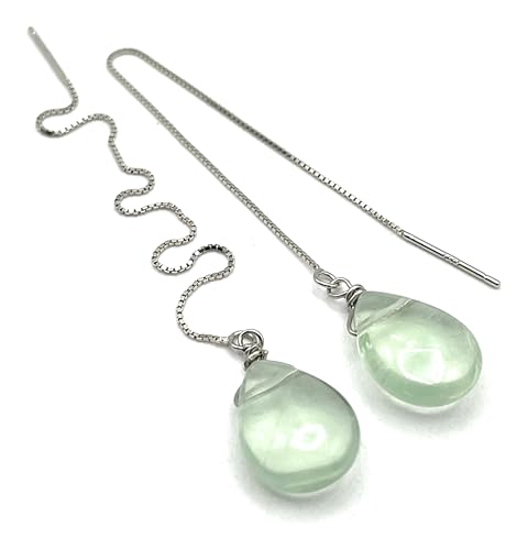 Fluorite vert eau boucles d'oreilles pendantes gouttes argent 925 minimalistes