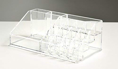 Unique Home New Design Bottom Layer Increase Fits Most Conceal Acrylic Makeup Organizer and Cosmetic Make Up Organizer Countertop Storage Box Brush Holder Clear Jewelry Organizer Bathroom Vanity Tray