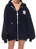 Yojeasrio Y2k Zip Up Hoodie for Women Men Star Graphic Long Sleeve Hooded Jackets Grunge Vintage Aesthetic Hoodies Streetwear, Vintage Black, S #3