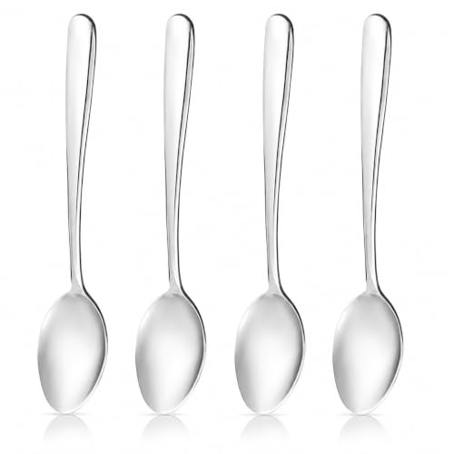 Image of Culinex 18 /8 Premium Stainless Steel 8.2 inch Serving Spoon Set of 4, Dora| All Purpose Kitchen Serving Spoon, Silver Rustproof Dishwasher Safe Serveware, Tableware By thinKitchen