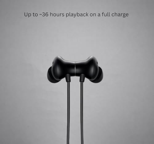 Image of Original Neckband for OnePlus Z3 Earbuds with Quick Charging Soft Silicone Band and Bass Boost Audio (Black)