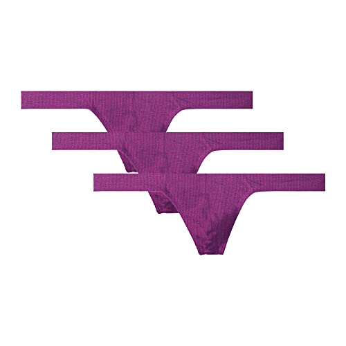 Men'S Cotton Ribbed Thong Underwear Sexy Low Rise T-Back Under Panties G-String Bulge Enhancing Thong Underwear