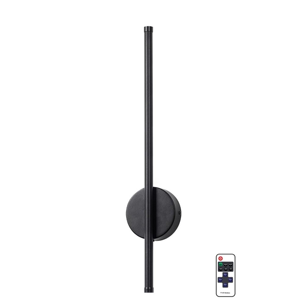 Lámpara de pared de noche inalámbrica con tira LED negra y control remoto