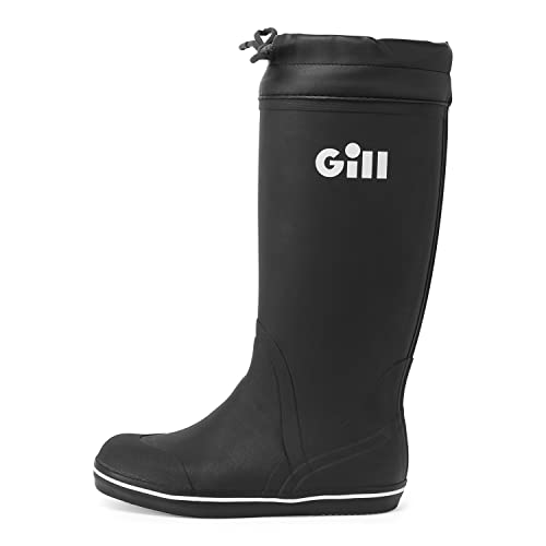 Gill Tall Yachting Boots - Non-Slip & 100% Rubber for Cruising, Sailing, Fishing - Black Size 3.5