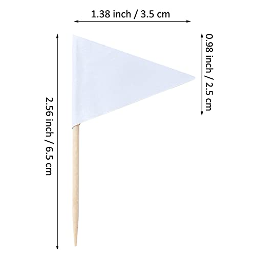 100 Pcs Solid White Blank Toothpick Flags Small Mini Plain White Color Triangle Stick Cupcake Toppers Flags Diy Decoration #TOP1