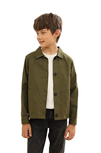Image of Boys Button Down Coat Long Sleeve Casual Jacket Basic Outerwear with Pockets