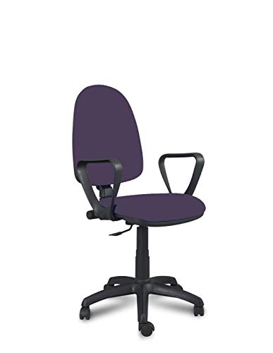 HERSO - Silla Oficina Alta Ergonómica Giratoria con Sistema Contacto Permanente para Escritorio. Asiento de Goma Flexible de Alta Densidad de 30 kgs/m3. Brazos Incluidos.Color Violeta