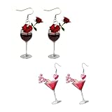 DOKRIN Ohrringe für Damen,2 Paar Acryl-Ohrhänger in Form eines Rotweinglases, perfekte Geschenke für Frauen und Mädchen