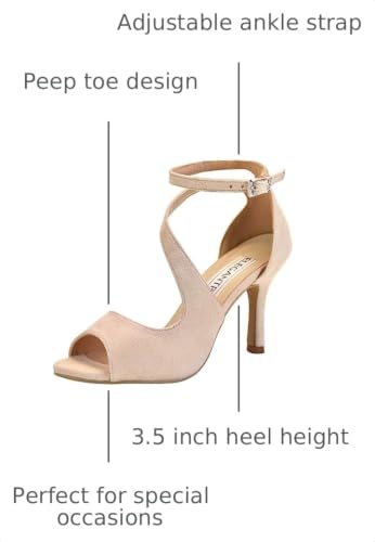 Image of ELEGANTPARK Peep Toe Strappy Heels for Women Satin Wedding Dress Sandals | Adjustable Cross Strap, 3.5 Inch High Heel Peep Toe Shoes for Bride, Wedding Guests, Bridesmaid, Formal, Prom, Evening Party