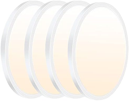4 Pack 12 Inch 3200LM LED Flush Mount Ceiling Light,28W White Shell 3 Color Changeable (3000K/4000K/6000K),120V Slim Surface Mount Ceiling Light Fixture for Kitchen Bedroom Living Room