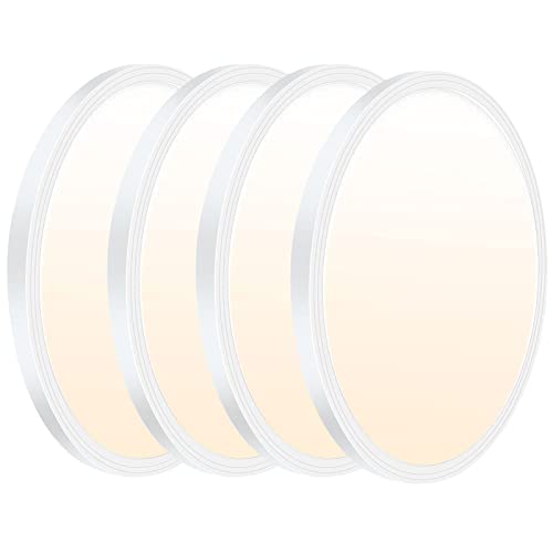 4 Pack 12 Inch 3200Lm Led Flush Mount Ceiling Light,28W White Shell 3 Color Changeable (3000K/4000K/6000K),120V Slim Surface Mount Ceiling Light Fixture For Kitchen Bedroom Living Room #TOP30