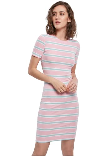 Urban Classics Ladies Stretch Stripe Dress girlypink/Oceanblue L