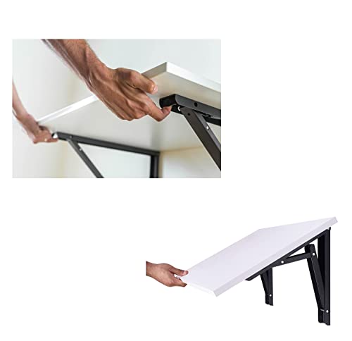 Image of Compal Multipurpose Wall Mounted Table, Glossy Finish Engineered Wood Study Table /Office Table Stand /Laptop Table Foldable Table (Premium Glossy WallNut, 19X32 Inches)