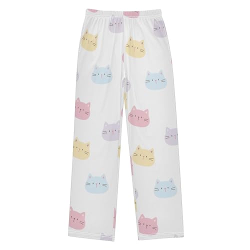 Boys' Pants Cartoon Cat Colorful Long Bottoms Jogger Pants Elastic Waist Trousers with Pockets S-XL
