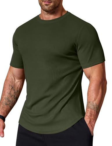 Image of COOFANDY Mens Muscle T Shirts Short Sleeve Slim Fit Tshirts Gym Workout Athletic Crewneck Shirt