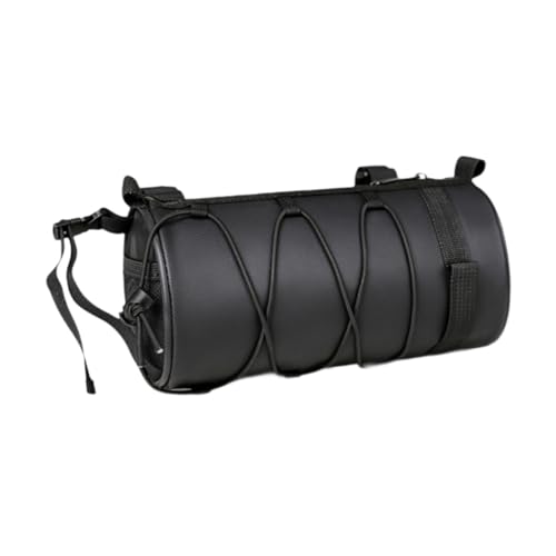 predolo Bike Handlebar Bag with Shoulder Strap Waterproof Nylon Bicycle Front Bag Storage Bag Roll Front Bag Suitable for Daily Cycling Family Outings Weekend, Black