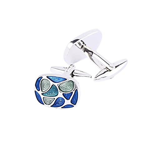 Set de Mancuernas Ovaladas de Esmalte Plata para Hombre miniatura 1