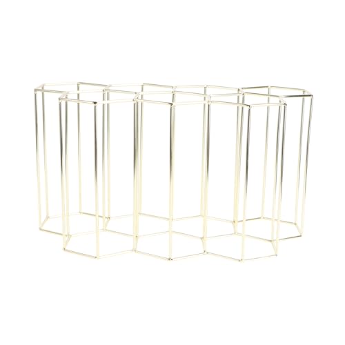 COLLBATH Bottle Geometric Wine Rack Stylish Metal Freestanding Storage Stand for Kitchen Living Room Modern Iron Wine Cabinet Display for Parties Home Decor Golden