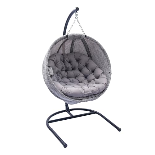 Olofable Hanging Egg Chair with Stand and Plush Cushions,Weather-Resistant Fabric,