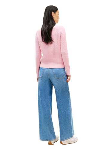Image of Tommy Hilfiger Women's Cable Knit Crew Neck Sweater Lightweight Pullover