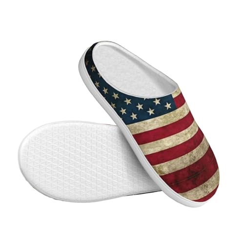 Cozy American flag print Slippers Indoor and Outdoor Fuzzy House Shoes Anti-Skid Sole Gifts for Women Indoor Scuff3