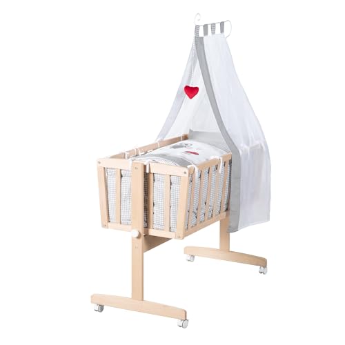 Cradle Set 'Adam & Eule', 40x90cm, organic beech nature, incl. equipment