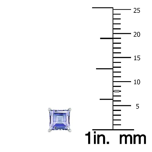 4MM Square Shape Natural Gemstone Earrings in 14K White Gold and 14K Yellow Gold (Available in Emerald, Ruby, Sapphire, and More)4