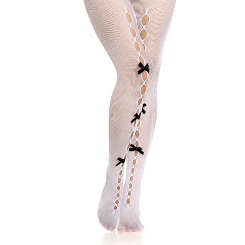 Image of Benefeet Sox Fishnet Stockings or Women High Waist White Fishnet Tights Party Pantyhose Cosplay Costume Tights