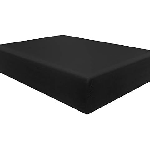 NTBAY 100% Brushed Microfiber Double Fitted Sheet, 1800 Super Soft and Cozy, Wrinkle, Fade, Stain Resistant 12" / 30cm Deep Pocket Fitted Bed Sheet, Black Cover