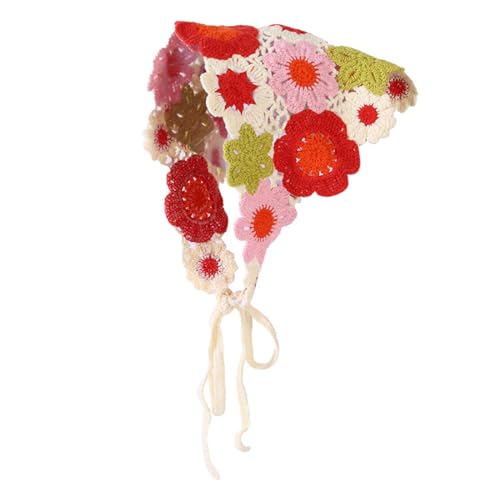 Foulard tricoté triangle crochet fleur contre les cheveux rebelles