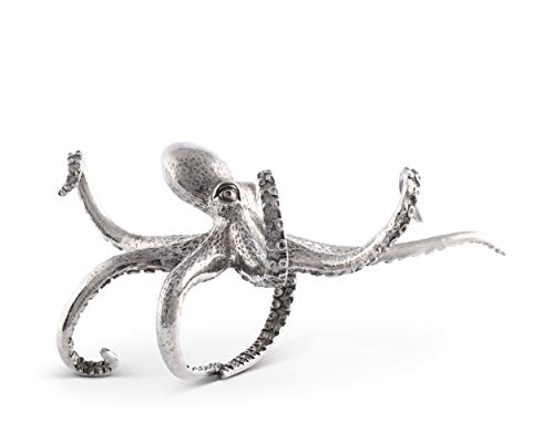Vagabond House Pewter Metal Octopus Sea Napkin Ring (Sold As Single Ring) Artisan Crafted Designer Ring 3.5 Inch Wide #TOP2