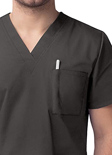 Sivvan Unisex Scrubs - Classic V-Neck Top & Drawstring Pants Scrub Set - S8400 - Charcoal - S #TOP3