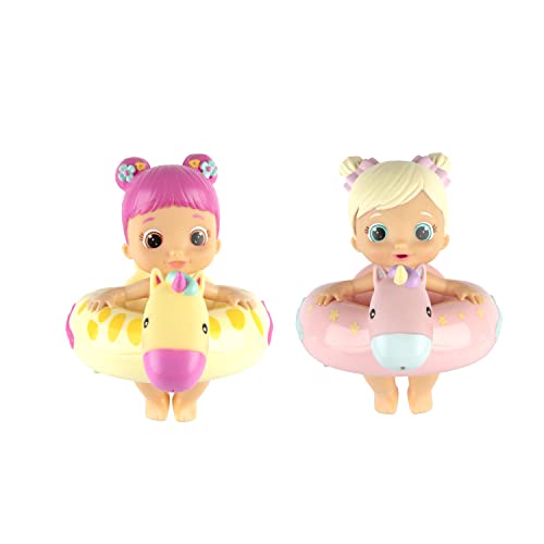 BLOOPIES Floaties | 2 Muñecas acuáticas Roxy y Lina; Lanzan Agua y Hacen Burbujas - Juguete de baño para niños y niñas