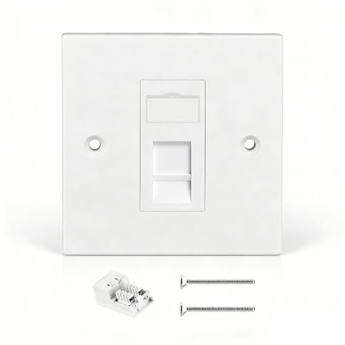 Image of RJ45 Socket Cat6 Ethernet Wall Socket with Keystone Jack,ethernet Socket,Cat6 Wall Plate Single Port Faceplate Flat Data Socket for CAT6/CAT5E/CAT5 Network Cables 1Port with Keystone Jack, White