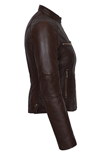 Veste en cuir marron vintage femme look motard cool Speed 8322