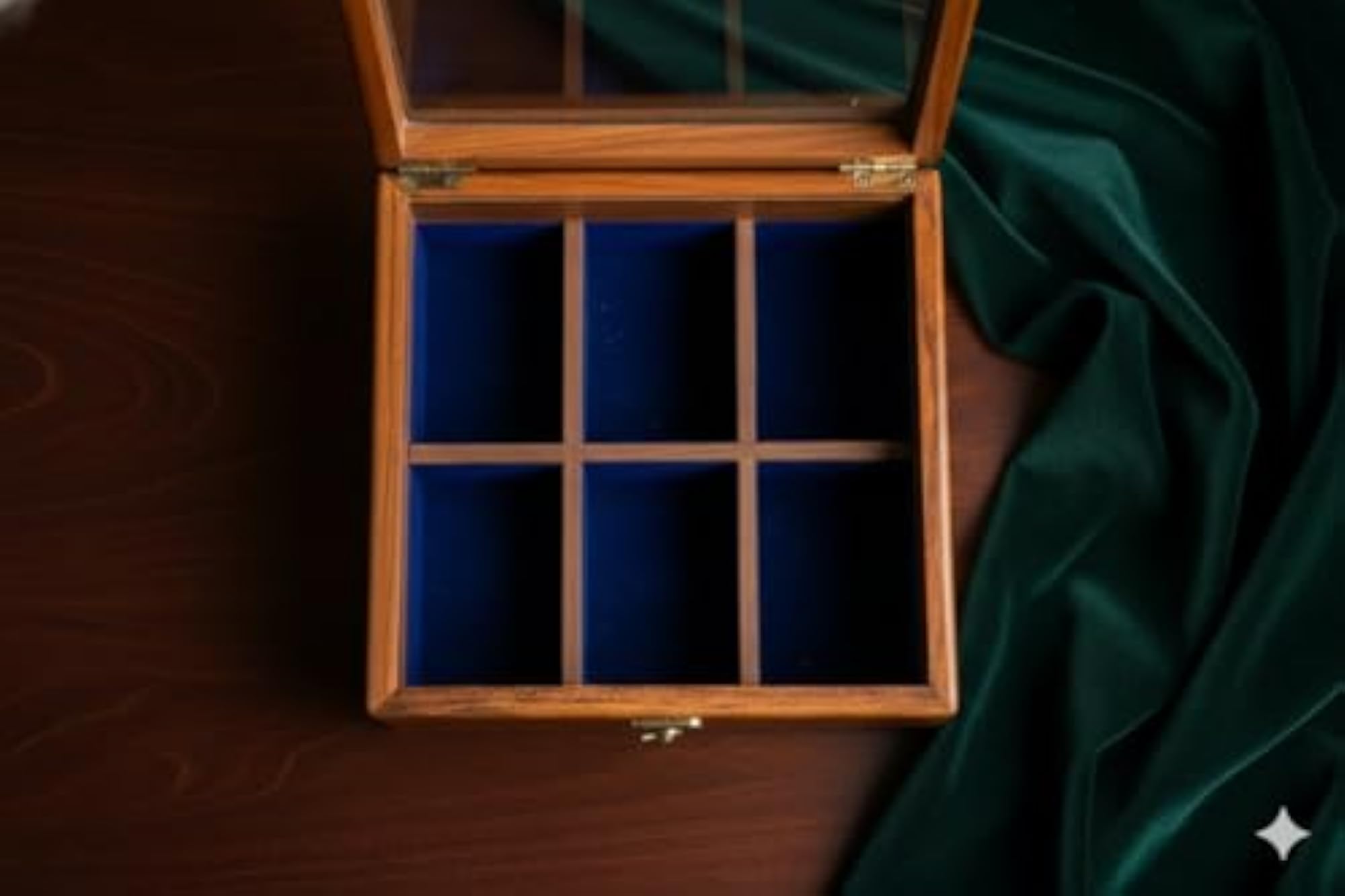 Rosewood Watch Box Organizer with Hinged Lid, 6 Compartments