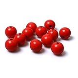 25mm Wooden Beads Red Round Wood Beads for Farmhouse Garland Wall Hanging Home Decor Christmas...
