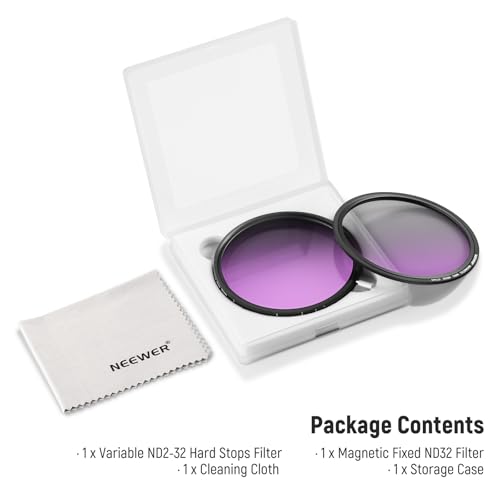 NEEWER HD True Colors 67mm Variabler ND Filter ND2-512 (1-9 Stop), VND Filter und magnetischer ND32 Graufilter, mehrfach beschichtet, Keine Farbverschiebung/kein X Kreuz/Keine Vignettierung