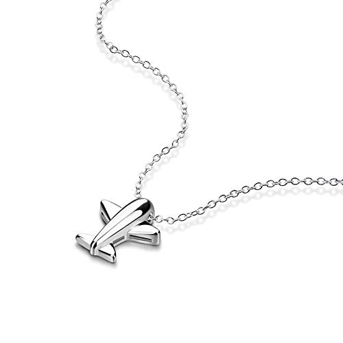 Gift Women's Charm 100% 925 Sterling Silver Necklace Airplane Pendant Necklace Simple Silver Chain 18 Gift Women's Charm 100% 925 Sterling Silver Necklace Airplane Pendant Necklace Simple Silver Chain 18