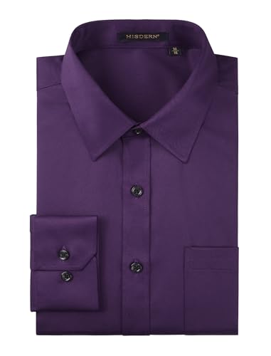 HISDERN Mens Dress Shirt Long Sleeve Stretch Button Down Shirts Solid Wrinkle-Free Formal Business Casual Tops Wedding2